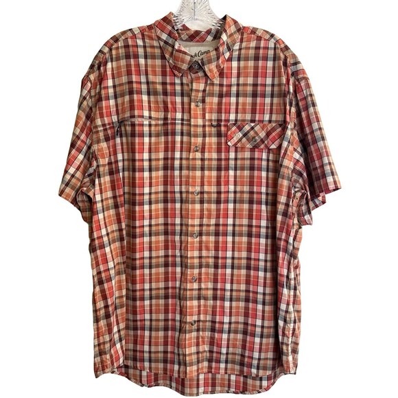 Duck Camp Men’s 2X Plaid Short Sleeve Outdoor Shirt Nylon Stretch Performance - Picture 1 of 4
